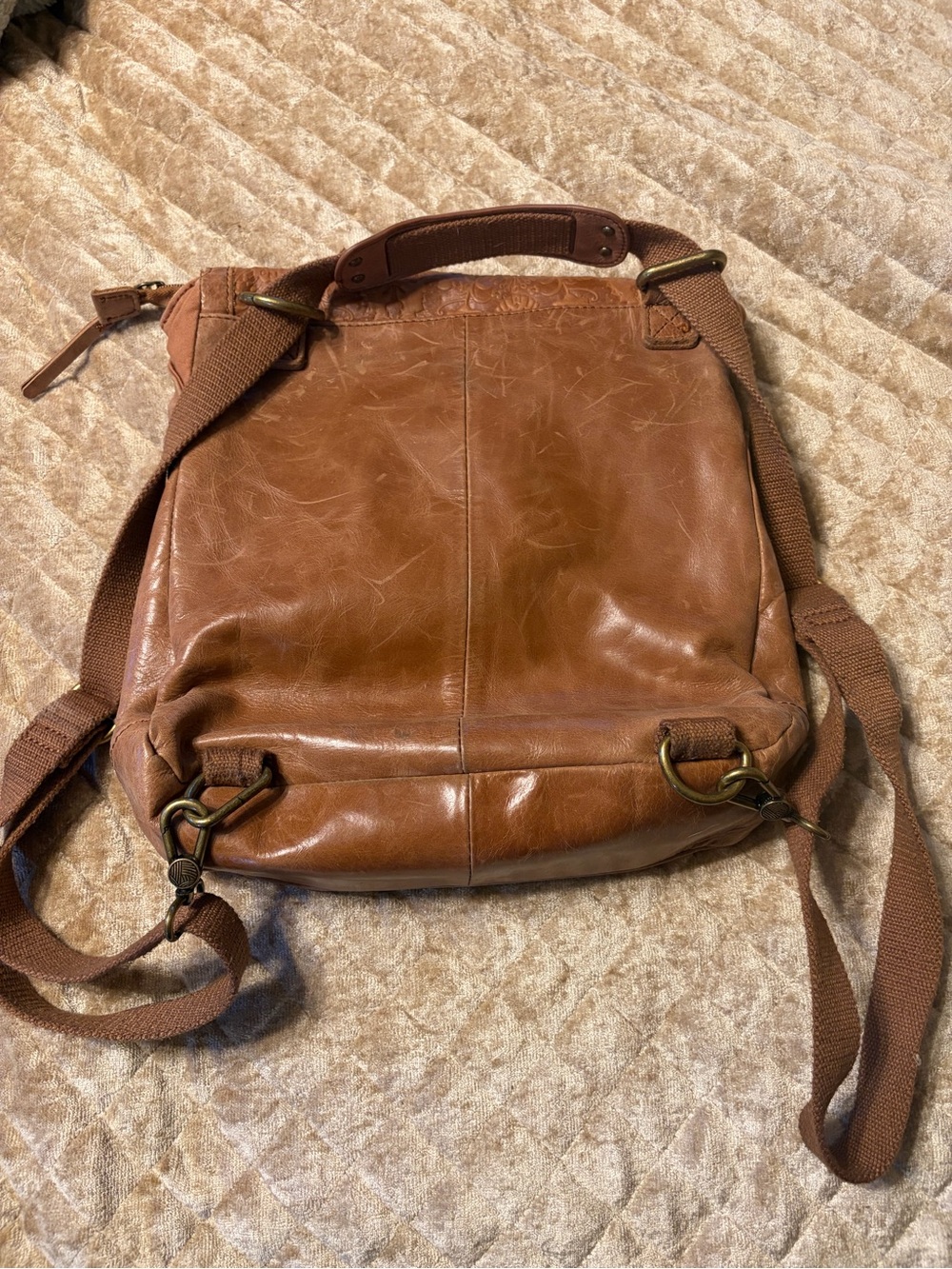 The SAK Brown Floral Embossed Leather Crossbody Bag - Picture 7 of 11
